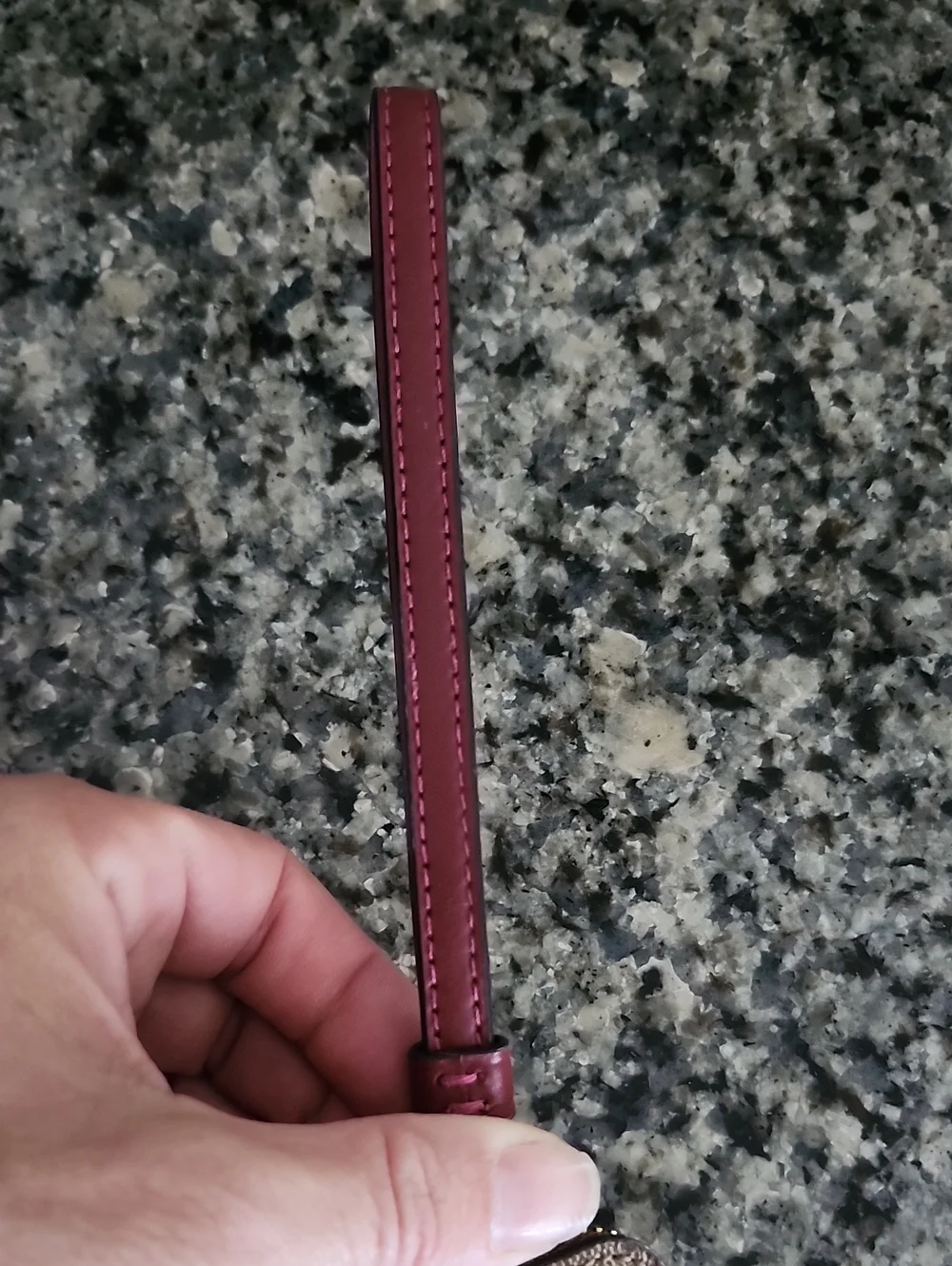 Coach Corner Zip Wristlet In Khaki Signature Coated Canvas With Red Accent